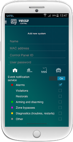 image d'une capture écran de la gestion des alarmes sur android